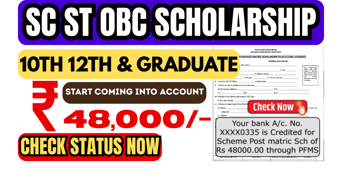 Scholarship 2025 for SC ST OBC Students